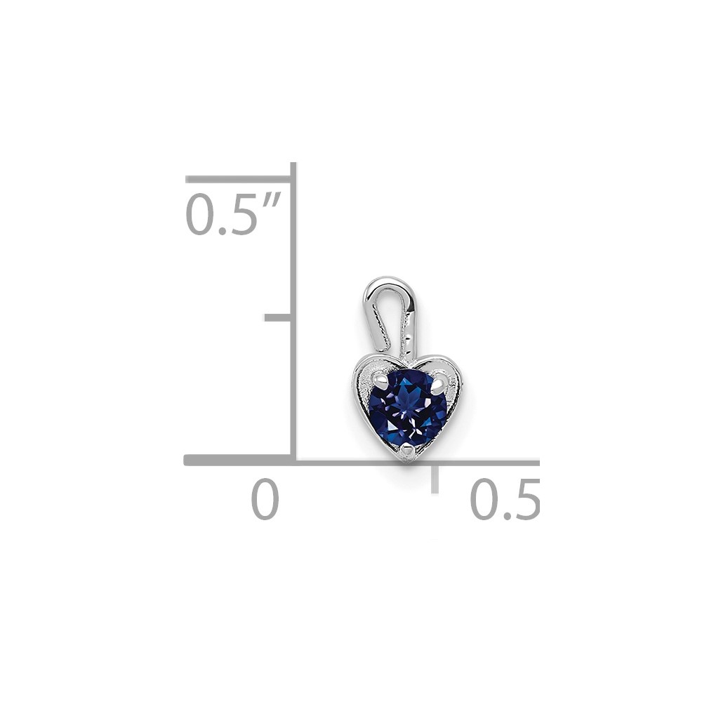 14k White Gold September Synthetic Birthstone Heart Charm (M350W)
