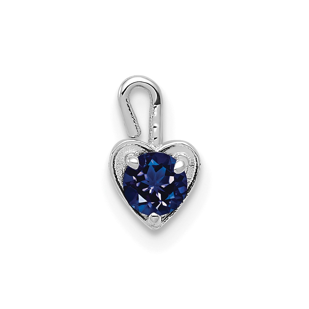 14k White Gold September Synthetic Birthstone Heart Charm (M350W)