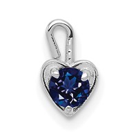 14K White Gold September Synthetic Birthstone Heart Charm view 1