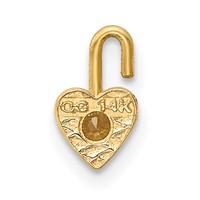 14K Yellow Gold November Synthetic Birthstone Heart Charm view 3
