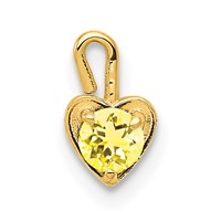 14K Yellow Gold November Synthetic Birthstone Heart Charm view 1