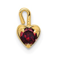 14K Yellow Gold July Synthetic Birthstone Heart Charm view 1