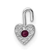 14K White Gold July Synthetic Birthstone Heart Charm view 3