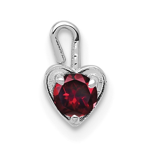 14K White Gold July Synthetic Birthstone Heart Charm