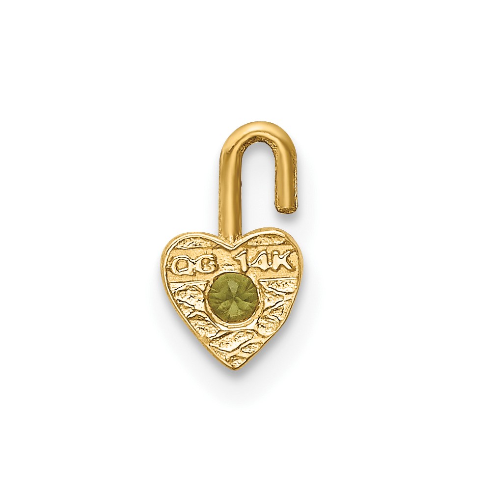14ky August Synthetic Birthstone Heart Charm (M353)