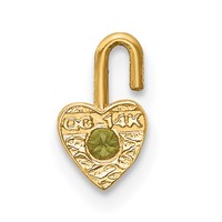 14K Yellow Gold August Synthetic Birthstone Heart Charm view 3