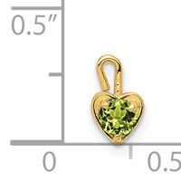 14K Yellow Gold August Synthetic Birthstone Heart Charm view 4