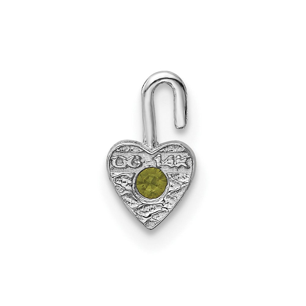 14k White Gold August Synthetic Birthstone Heart Charm (M353W)