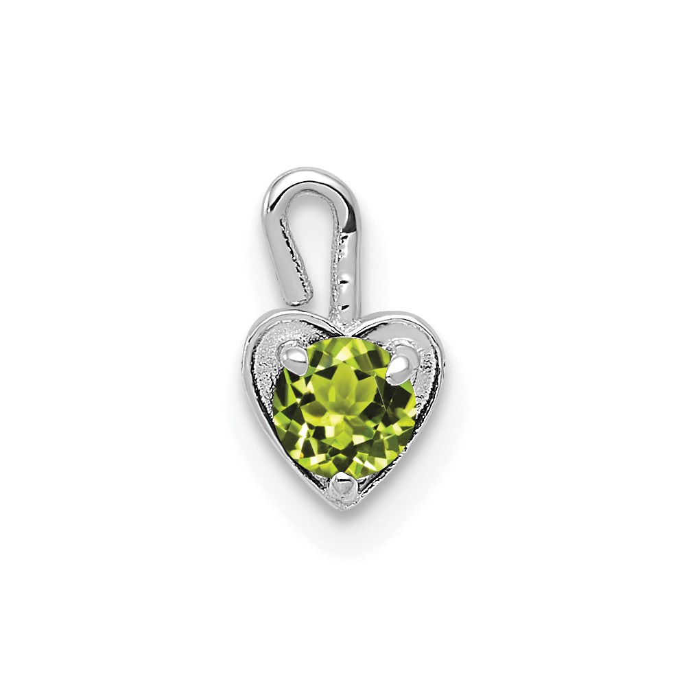 14k White Gold August Synthetic Birthstone Heart Charm (M353W)