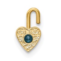 14K Yellow Gold December Synthetic Birthstone Heart Charm view 3