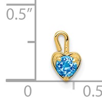 14K Yellow Gold December Synthetic Birthstone Heart Charm view 4