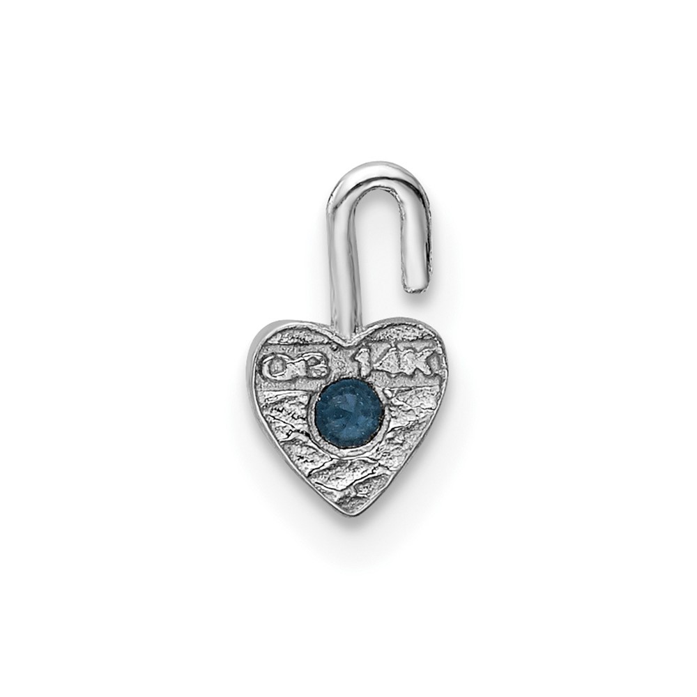 14k White Gold December Synthetic Birthstone Heart Charm (M354W)