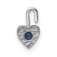 14K White Gold December Synthetic Birthstone Heart Charm view 3