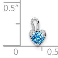 14K White Gold December Synthetic Birthstone Heart Charm view 4