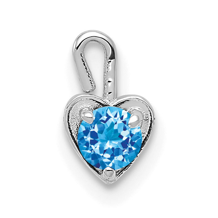 14k White Gold December Synthetic Birthstone Heart Charm (M354W)