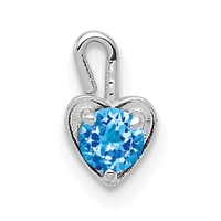 14K White Gold December Synthetic Birthstone Heart Charm view 1
