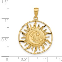 14K Yellow Gold Diamond-cut Sun Charm with Moon and Stars view 4