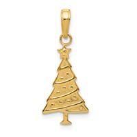 14K Yellow Gold Polished Christmas Tree Pendant view 1