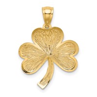 14K Yellow Gold Brushed Diamond-cut Shamrock Pendant view 3