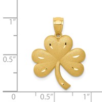 14K Yellow Gold Brushed Diamond-cut Shamrock Pendant view 4