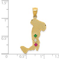 14K Italy Map with Emerald Ruby CZ Stones Charm view 4