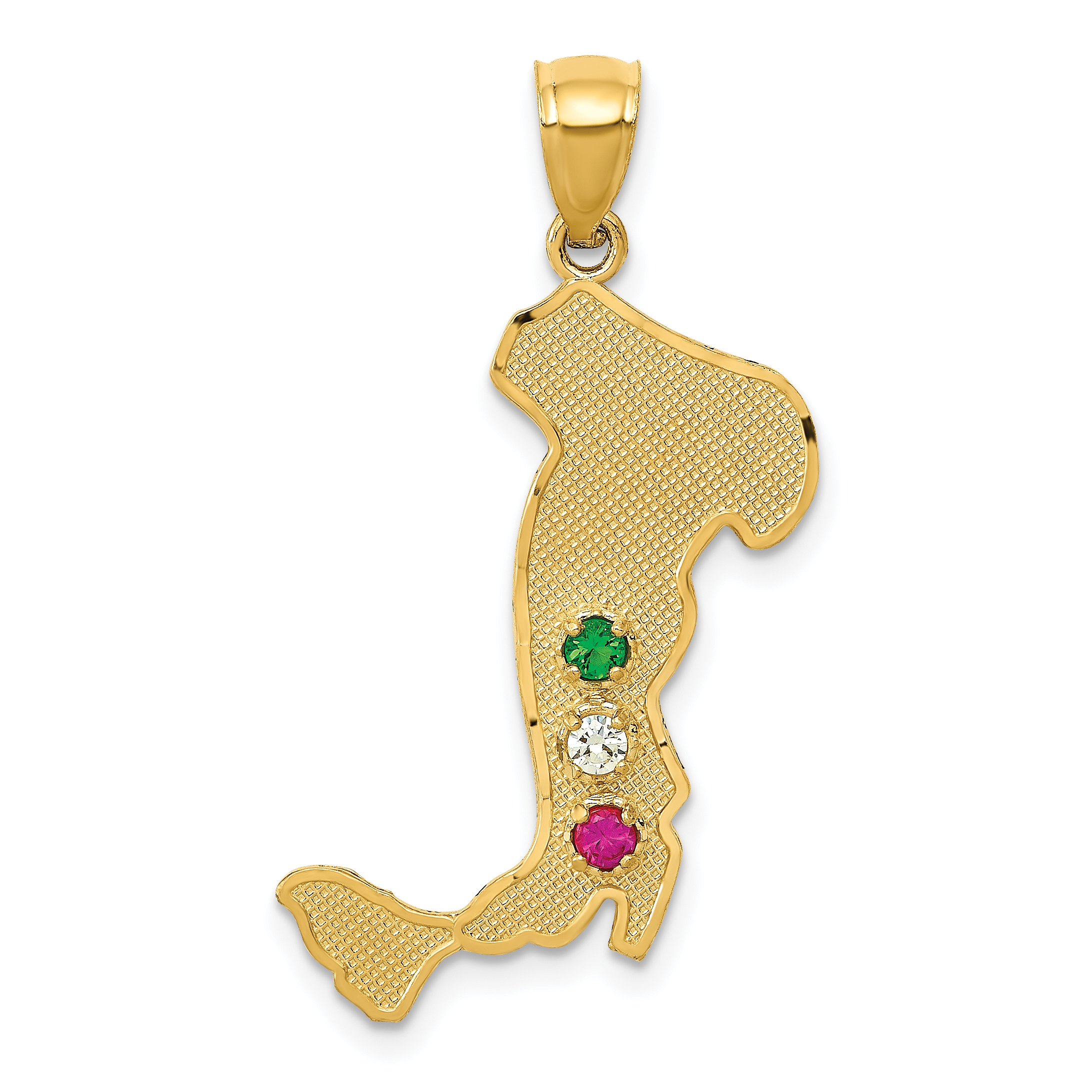 14K Italy w/Emerald, Ruby and CZ Stones Charm (M527)
