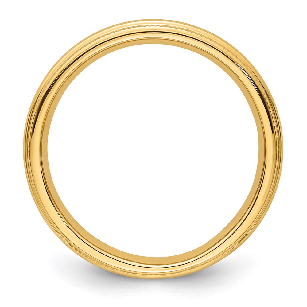 14k Yellow Gold 3mm Milgrain Half Round Comfort Fit Wedding Band Size 7.5 (MC030-7.5)