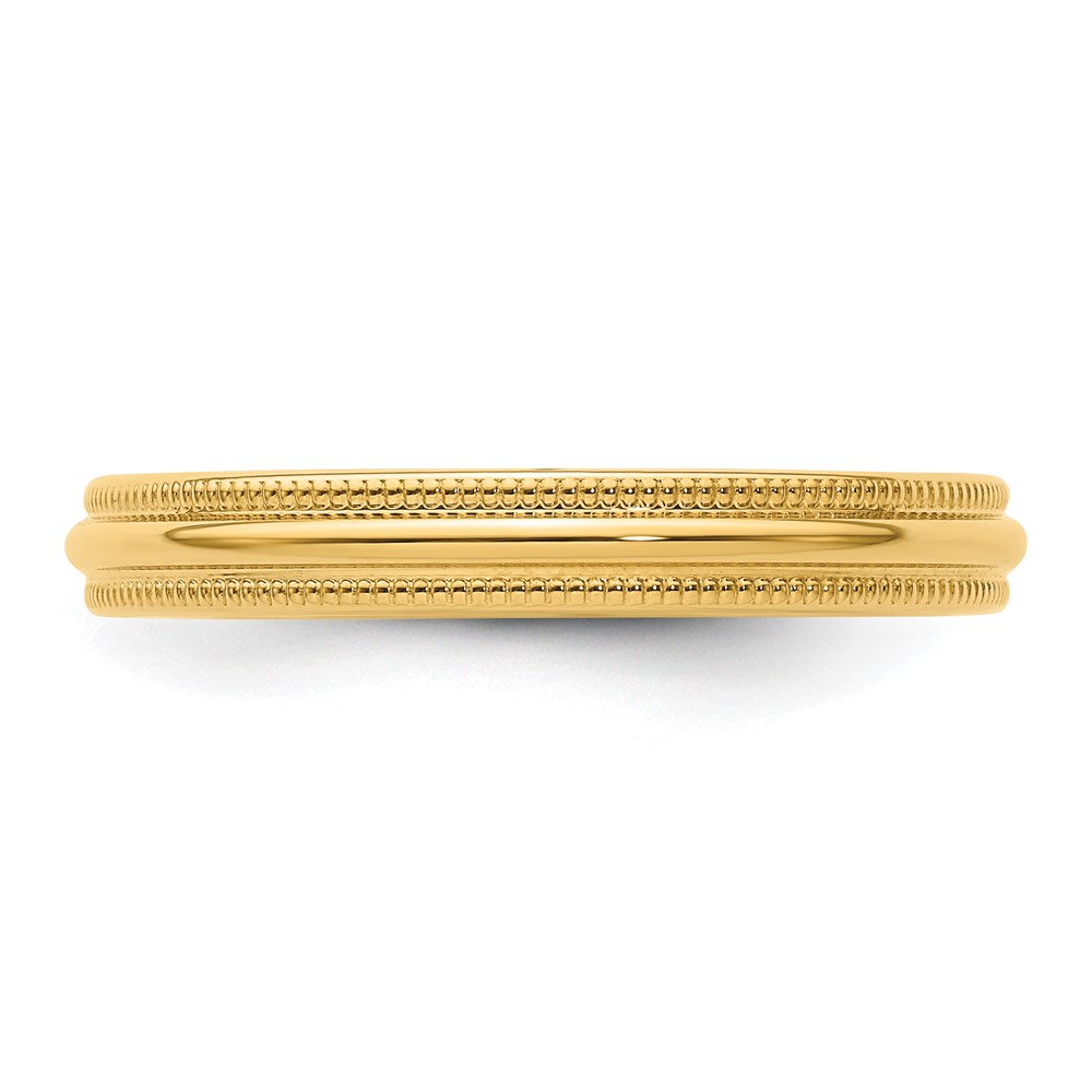 14k Yellow Gold 3mm Milgrain Half Round Comfort Fit Wedding Band Size 7.5 (MC030-7.5)
