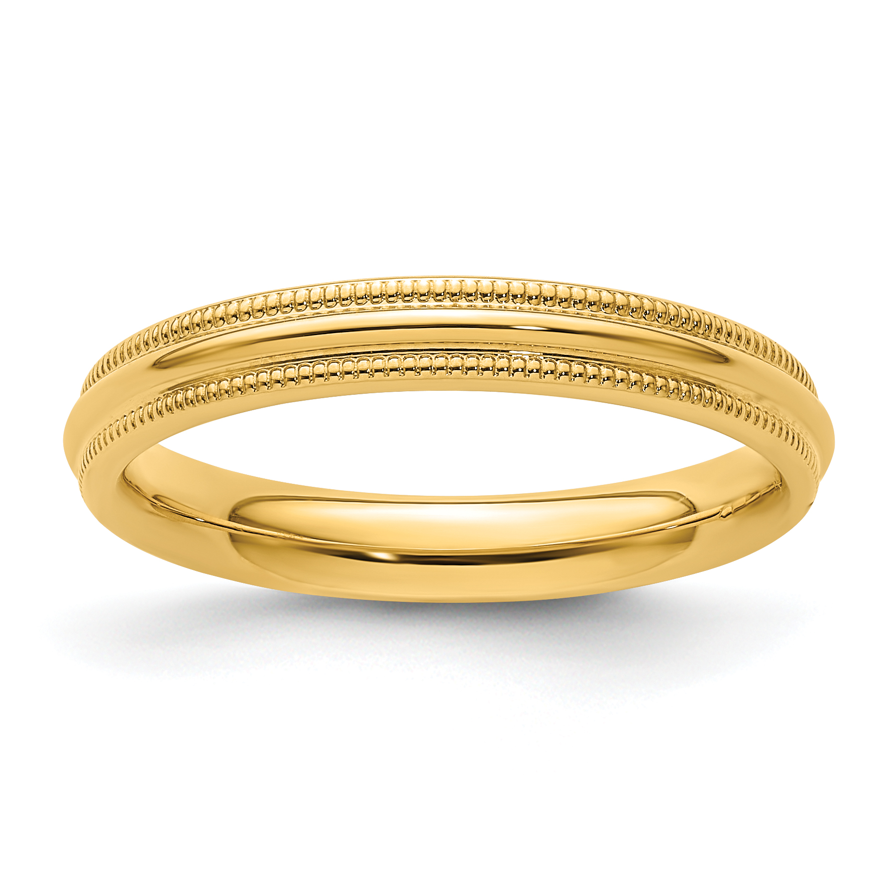 14k Yellow Gold 3mm Milgrain Half Round Comfort Fit Wedding Band Size 5 (MC030-5)