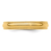 14K Yellow Gold 4mm Milgrain Half Round Comfort Fit Wedding Band view 3