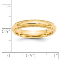 14K Yellow Gold 4mm Milgrain Half Round Comfort Fit Wedding Band view 4