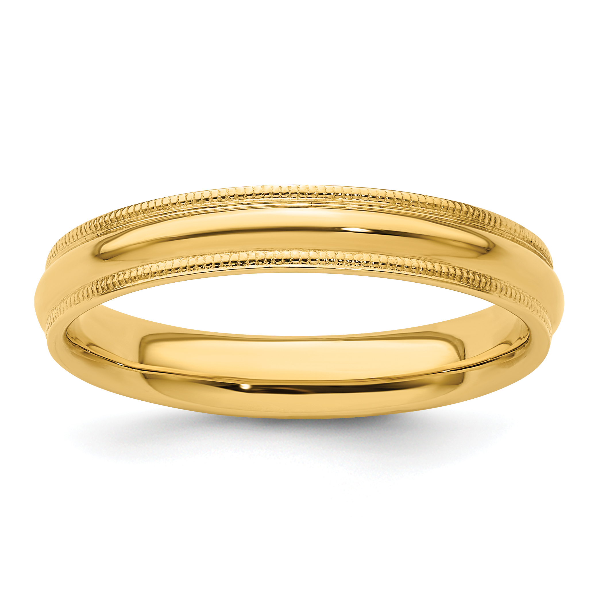 14k Yellow Gold 4mm Milgrain Half Round Comfort Fit Wedding Band Size 11 (MC040-11)