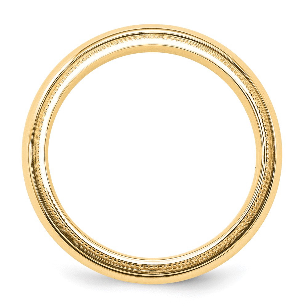 14k Yellow Gold 5mm Milgrain Half Round Comfort Fit Wedding Band Size 6 (MC050-6)