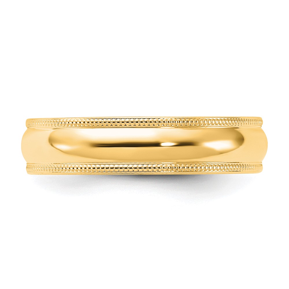 14k Yellow Gold 5mm Milgrain Half Round Comfort Fit Wedding Band Size 6 (MC050-6)