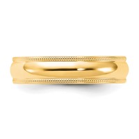 14K Yellow Gold 5mm Milgrain Half Round Comfort Fit Wedding Band view 3