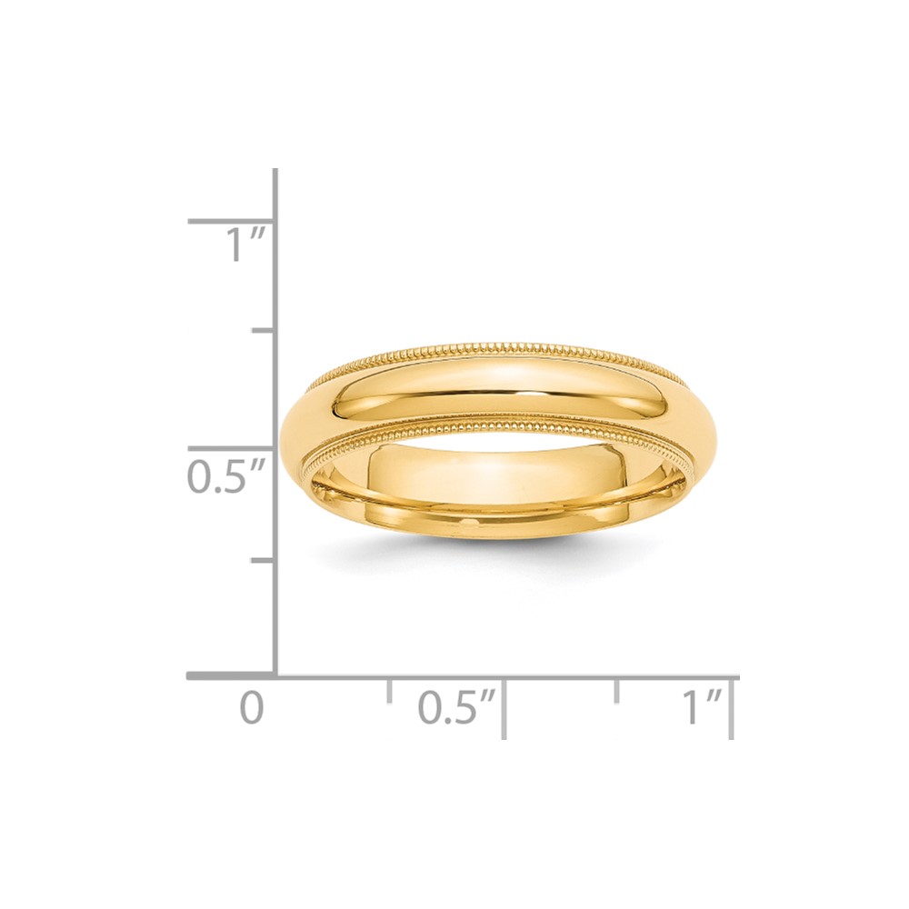 14k Yellow Gold 5mm Milgrain Half Round Comfort Fit Wedding Band Size 6 (MC050-6)