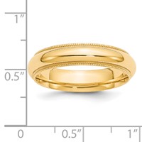 14K Yellow Gold 5mm Milgrain Half Round Comfort Fit Wedding Band view 4