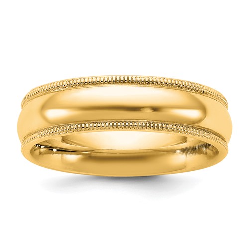 14K 5.5mm Yellow Gold Milgrain Comfort Fit Band, Size 5