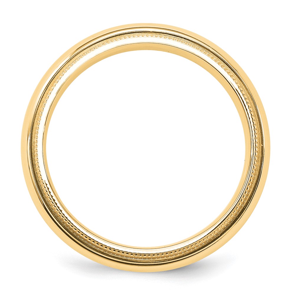 14k Yellow Gold 6mm Milgrain Half Round Comfort Fit Wedding Band Size 9 (MC060-9)