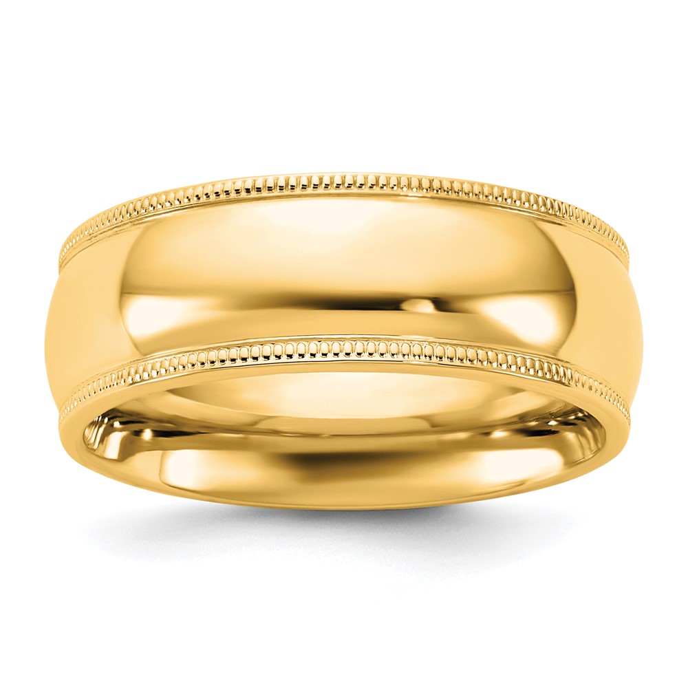 14K 7mm Yellow Gold Milgrain Comfort Fit Band - Size 5