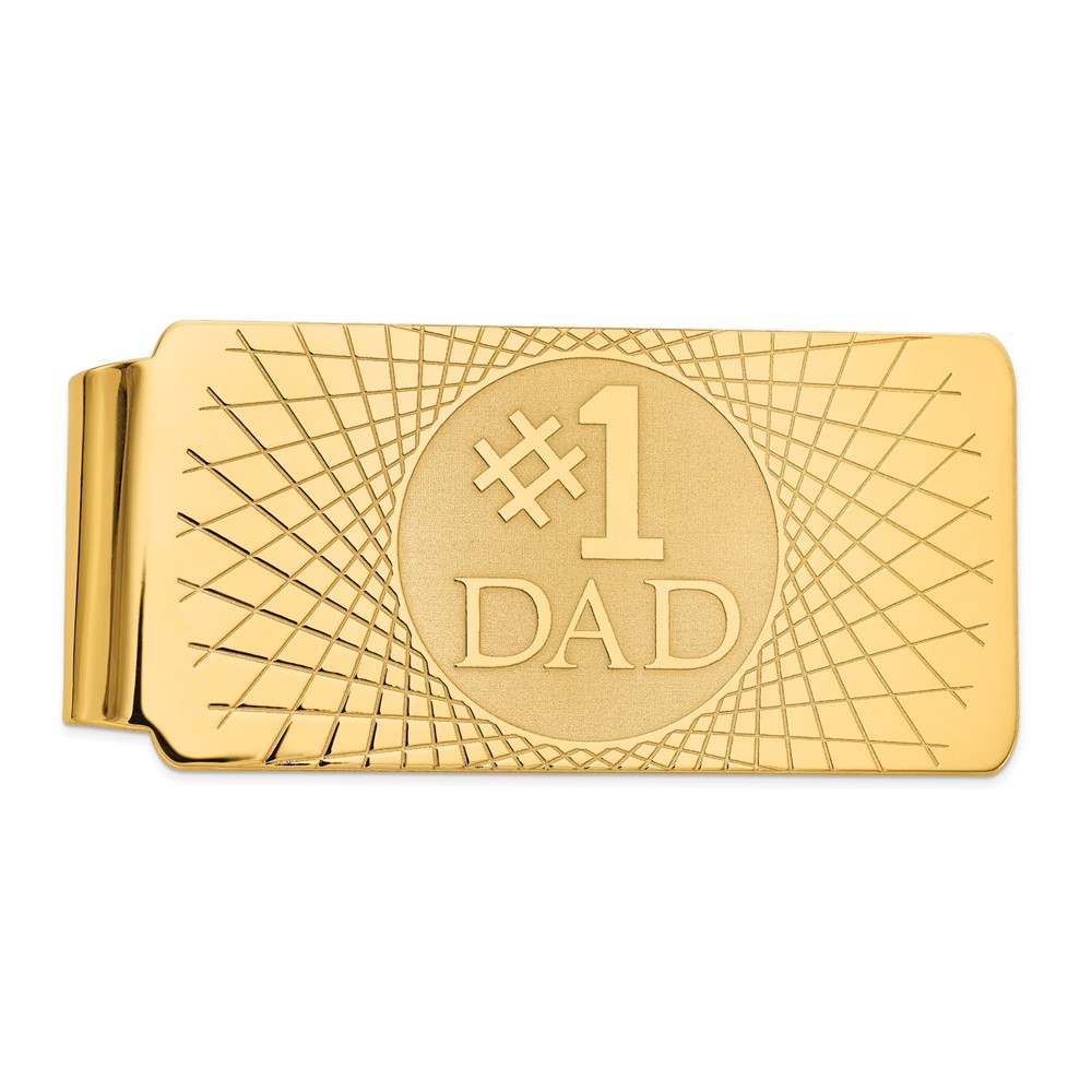 14K Yellow Gold #1 Dad Mens Money Clip
