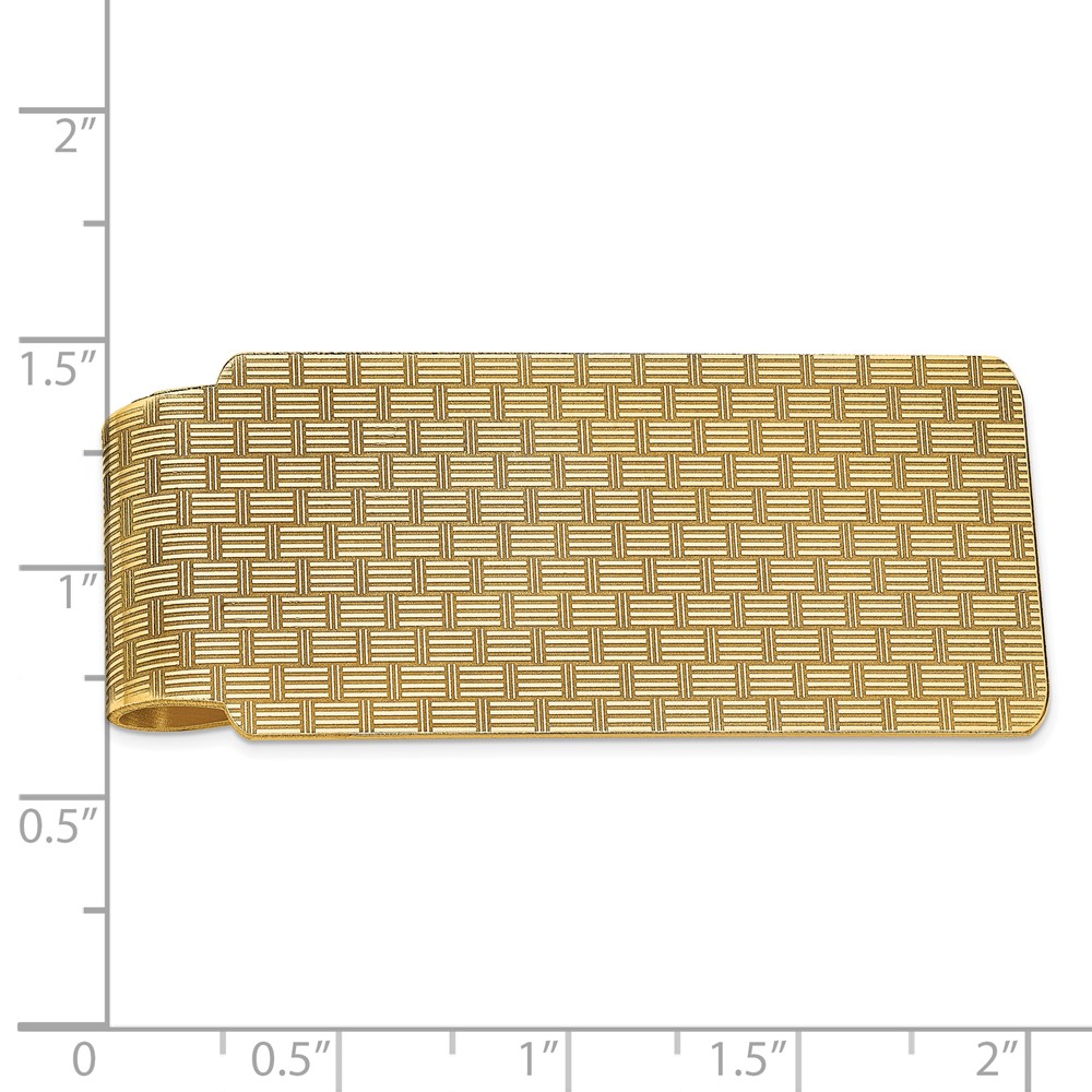 14k Men's Textured Basketweave Polished Money Clip (MC131)