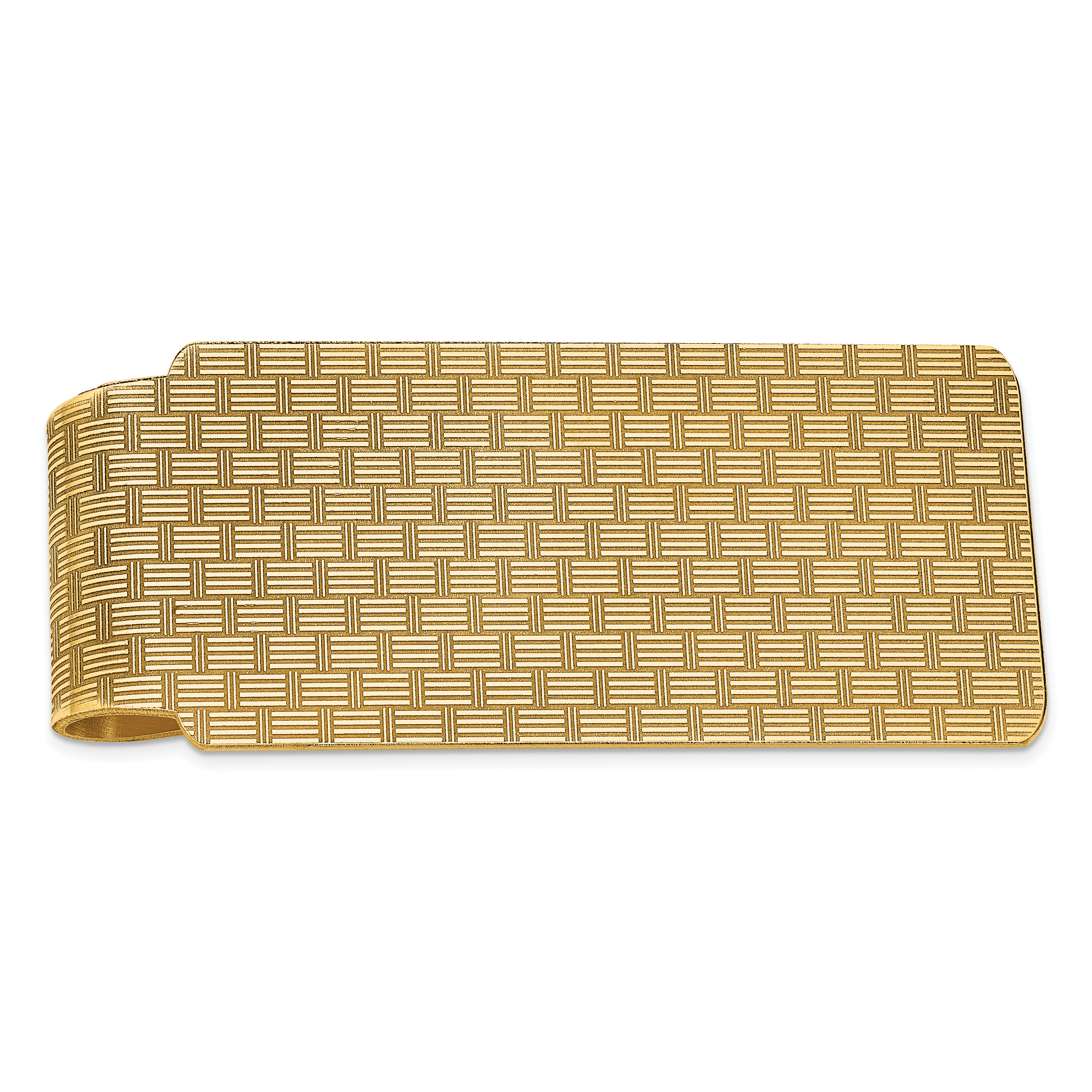 14k Men's Textured Basketweave Polished Money Clip (MC131)