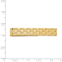 14K Yellow Gold Mens Textured Basketweave Pattern Tie Bar view 3