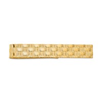 14K Yellow Gold Mens Textured Basketweave Pattern Tie Bar view 1
