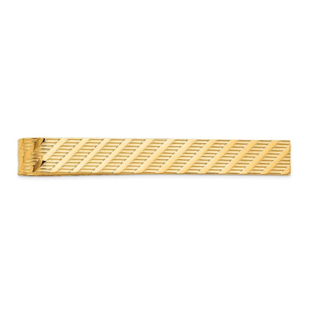 14K Yellow Gold Mens Textured Tie Bar