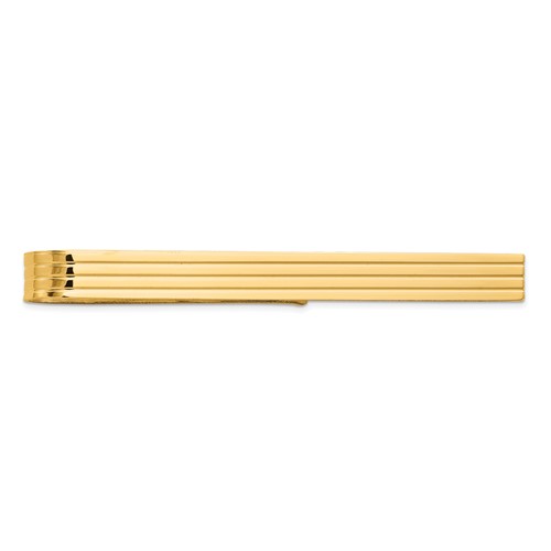 14K Yellow Gold Mens Grooved Tie Bar