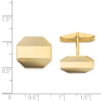 14K Yellow Gold Mens Octagonal with Line Design Cuff Links view 2