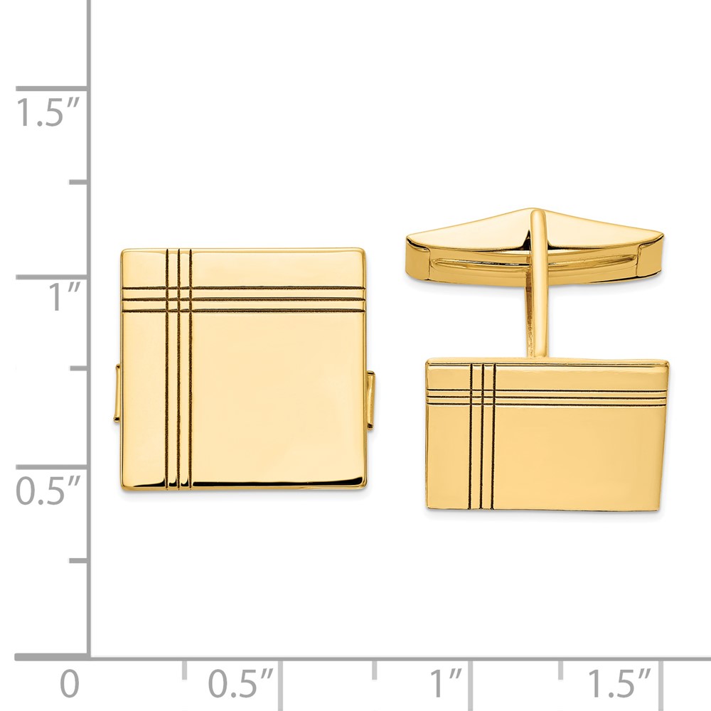 14k Men's Square w/Line Design Cuff Links (MC175)