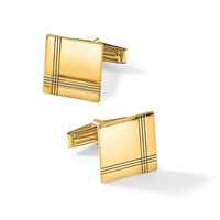 14K Yellow Gold Mens Square with Line Design Cuff Links view 3